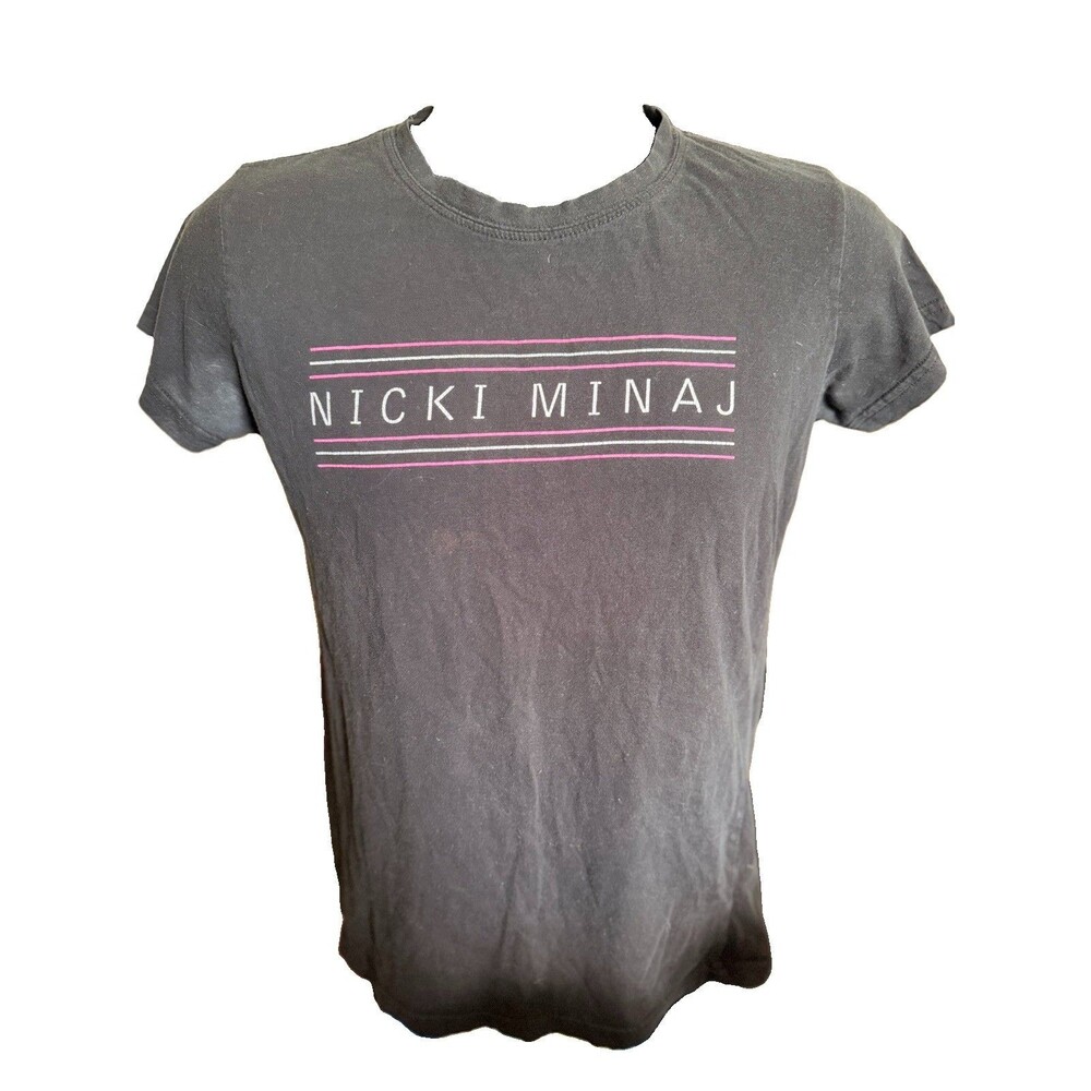 Nicki Minaj Shirt Womens L Large Black Pink Friday Short Sleeve Top